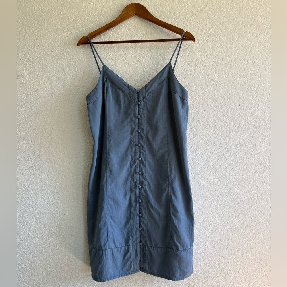 Davina Blue Tencel Button-Down Slip Dress
